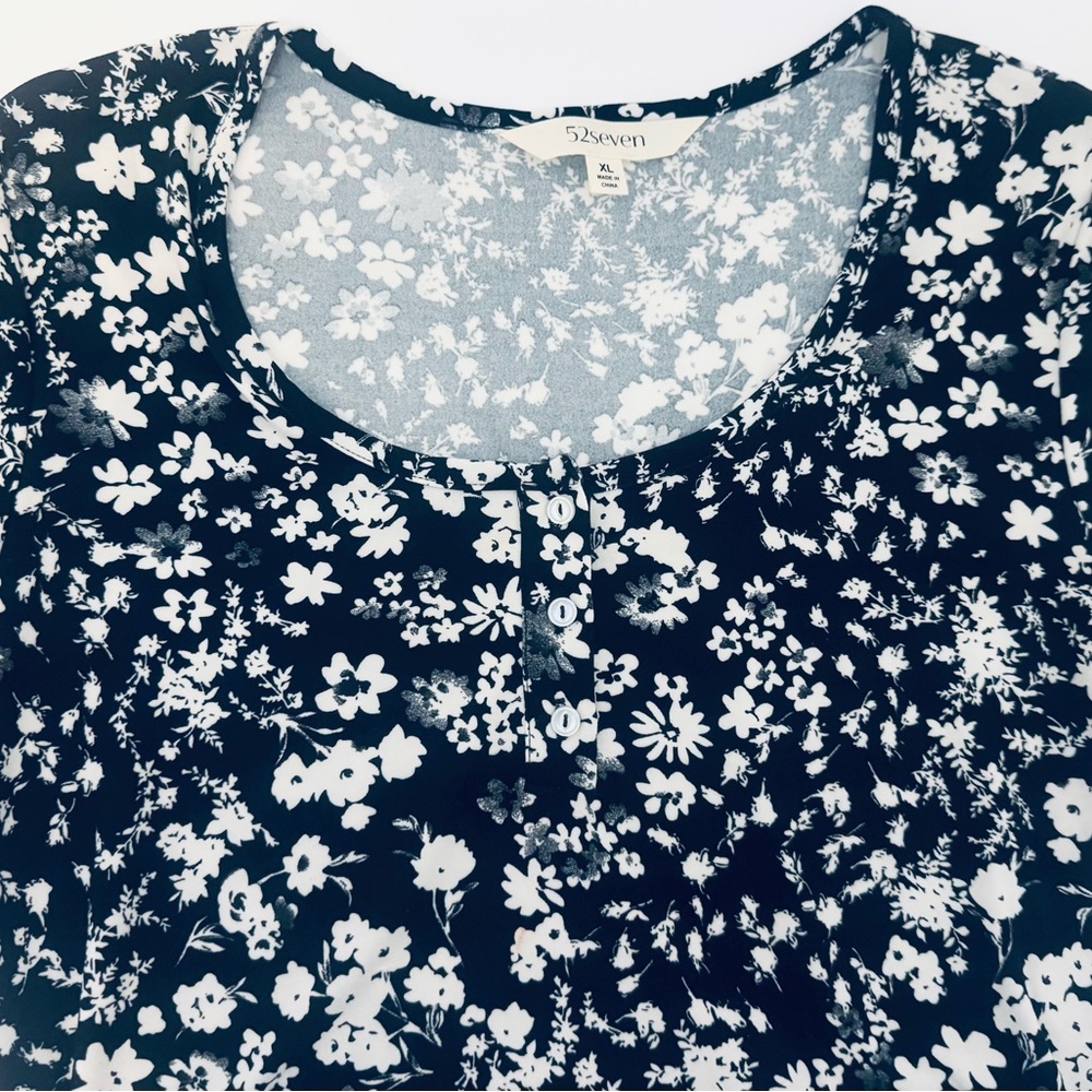 52seven Fit & Flare Maxi Women's Dress Black White Floral Cap Sleeve Size XL - Picture 5 of 14
